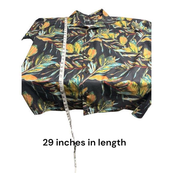 Tropical Leaf Print Short Sleeve Button-Up Shirt By Arido - Picture 9 of 10